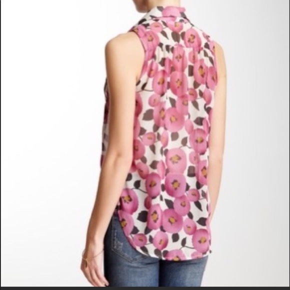 LUSH Pink Floral Collared Sleeveless Blouse Tank - Picture 2 of 12